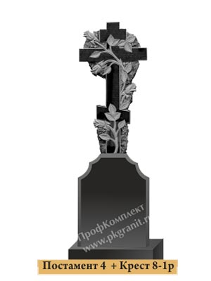 Памятник постамент №4 с крестом №8-1 и розами